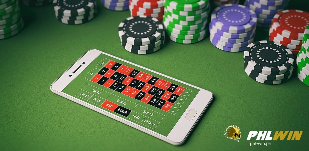 a mobile phone displays online casino game